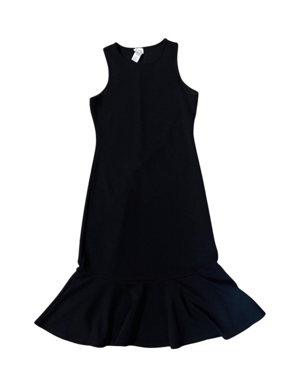 Caution to the Wind Black Textured Drop-Waist Ruffle Flounce Midi Dress | Medium